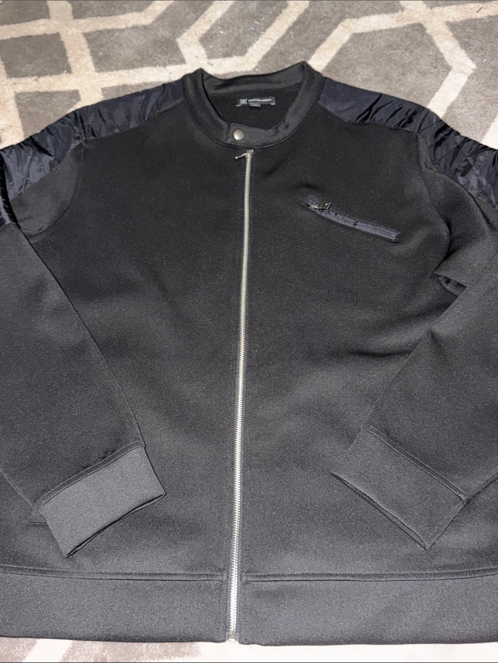 Men’s 2X black neoprene scuba biker jacket with nylon quilting